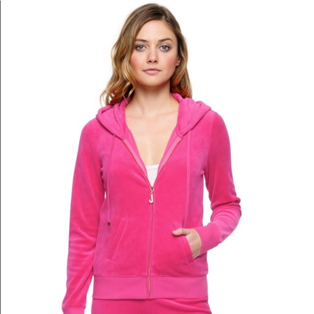 Juicy Couture J Bling Pink Velour Hoodie